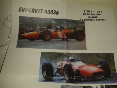 Super Kit Ferrari 312 Formula 1 24V Firestone Gp Belgio 1966 # 6 J. Surtees - Winner - Metal Kit 1:43